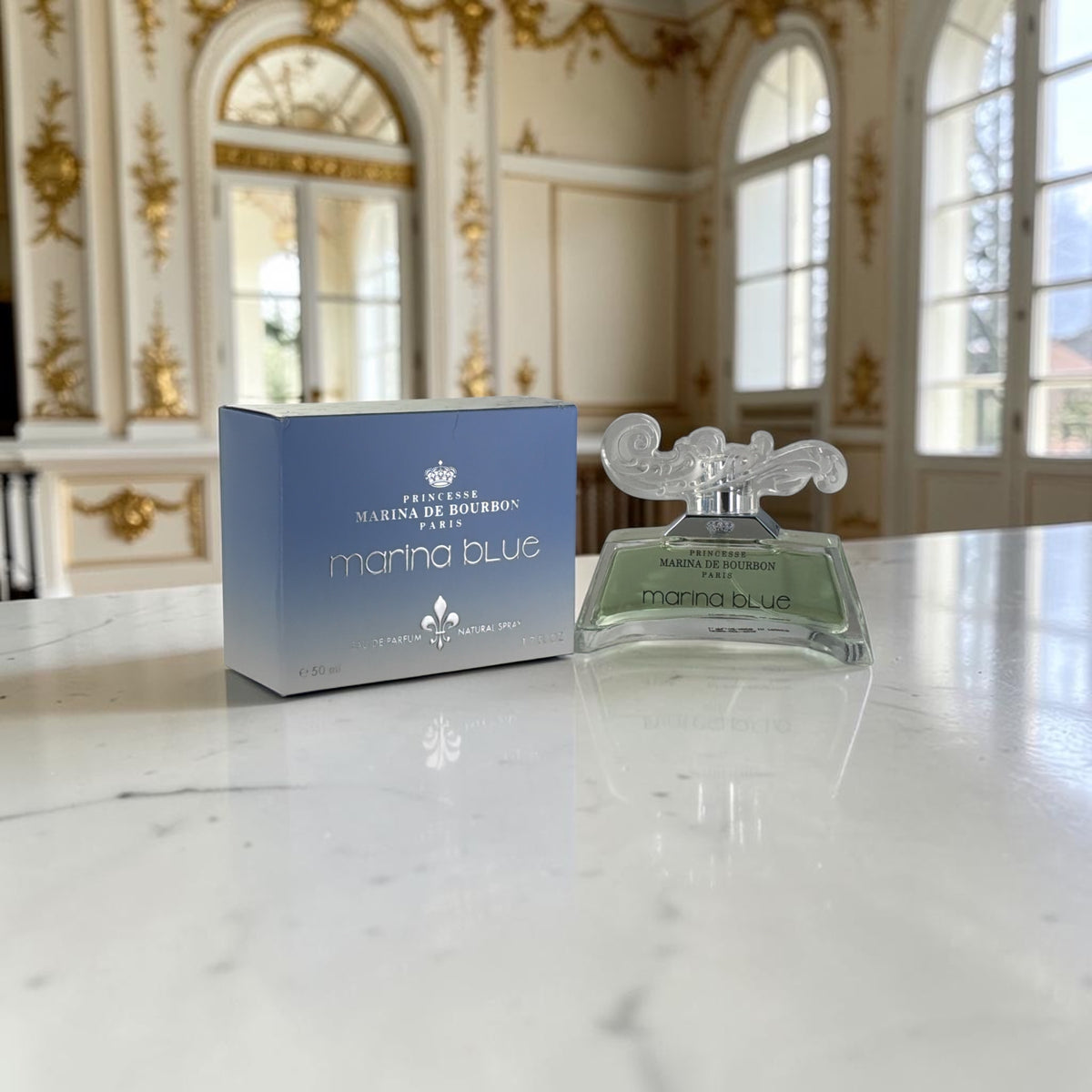"Marina Blue Marina de Bourbon light summer perfume, cedar musk notes for women"