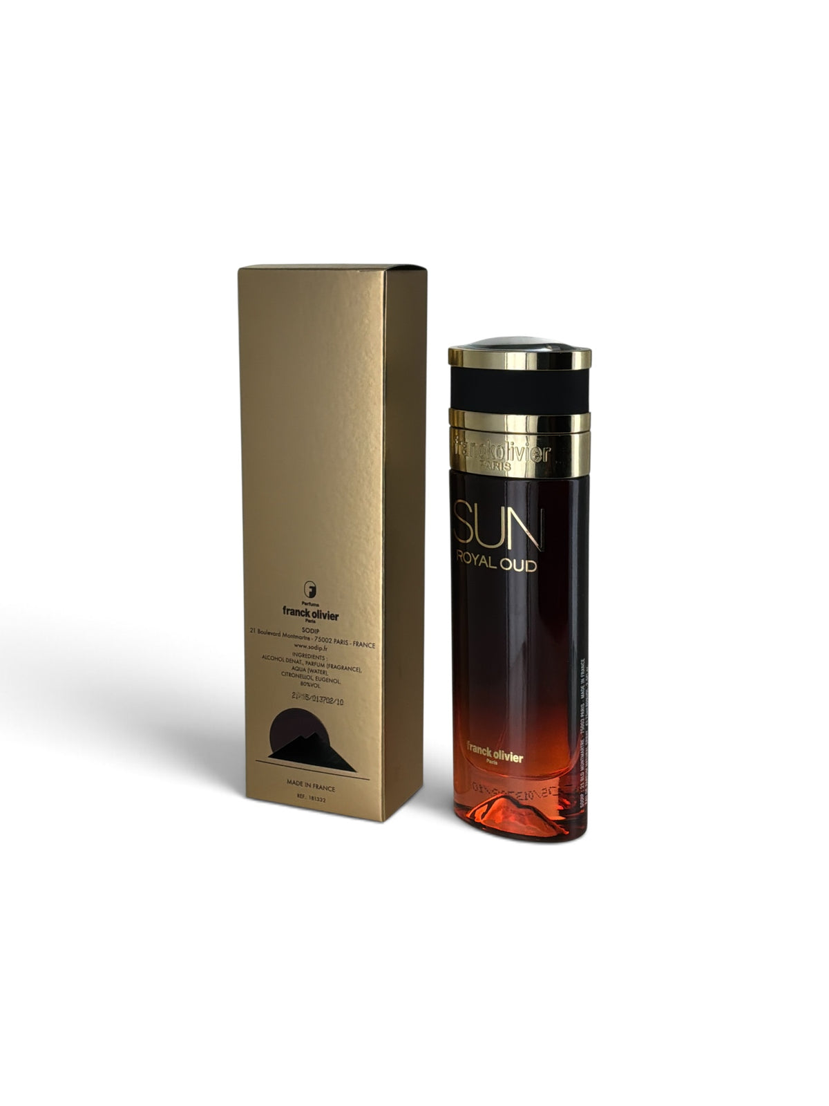 "Franck Olivier Sun Royal Oud women's perfume box, exotic oud packaging"