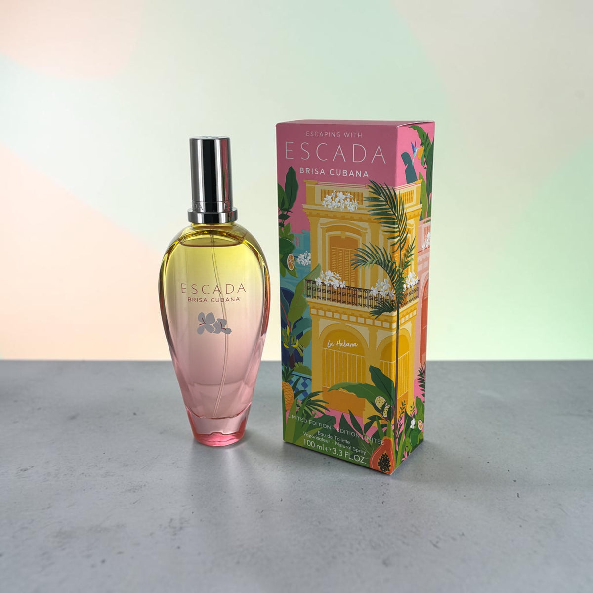"Escada Brisa Cubana women's perfume with lime, mojito and mint notes, front view"