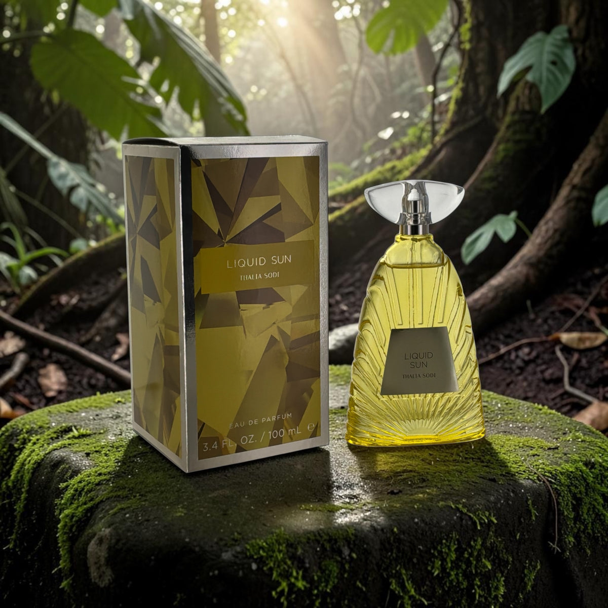 "Liquid Sun perfume by Thalia Sodi, sunlit neroli orange blossom fragrance for women"