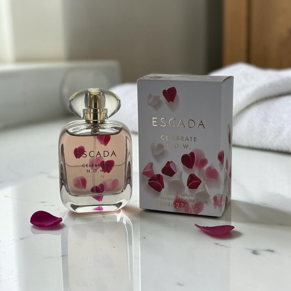 Escada Celebrate N.O.W. women's perfume box and bottle packaging
