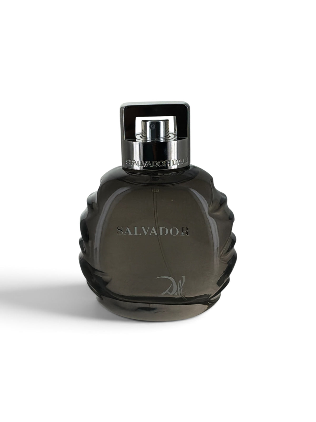 "Salvador Dali 2010 cologne bottle, engraved lips design dark glass flacon"