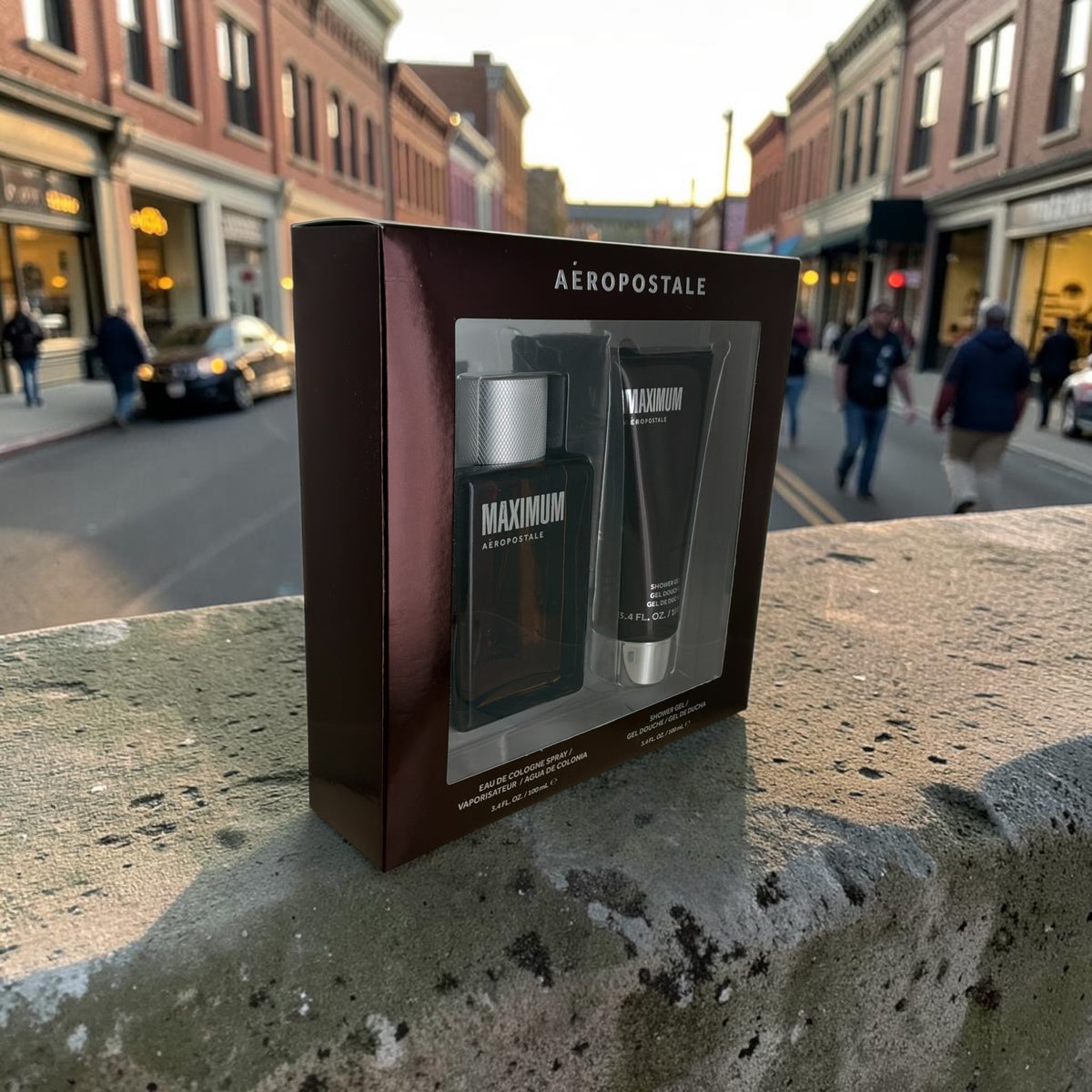 "Maximum Aeropostale nostalgic mall-brand cologne set, bergamot cedarwood notes for men"
