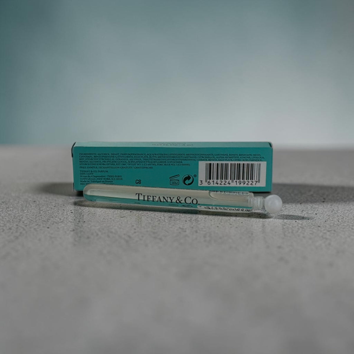 "Tiffany & Co collectible mini perfume box, iconic blue jewelry-inspired packaging"