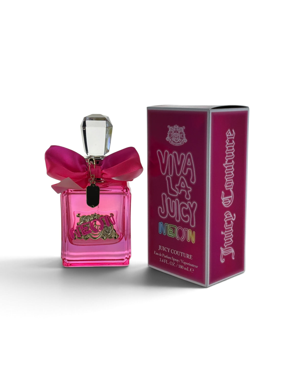 "Viva La Juicy Neon by Juicy Couture for women, floral fruity woody perfume with grapefruit and jasmine"