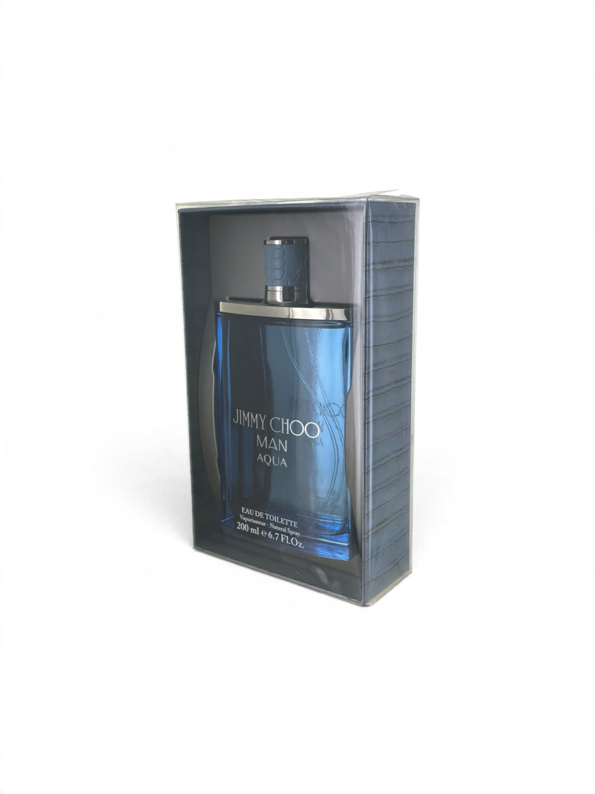 "Jimmy Choo Man Aqua Eau de Toilette spray for men in a blue aquatic bottle with box"