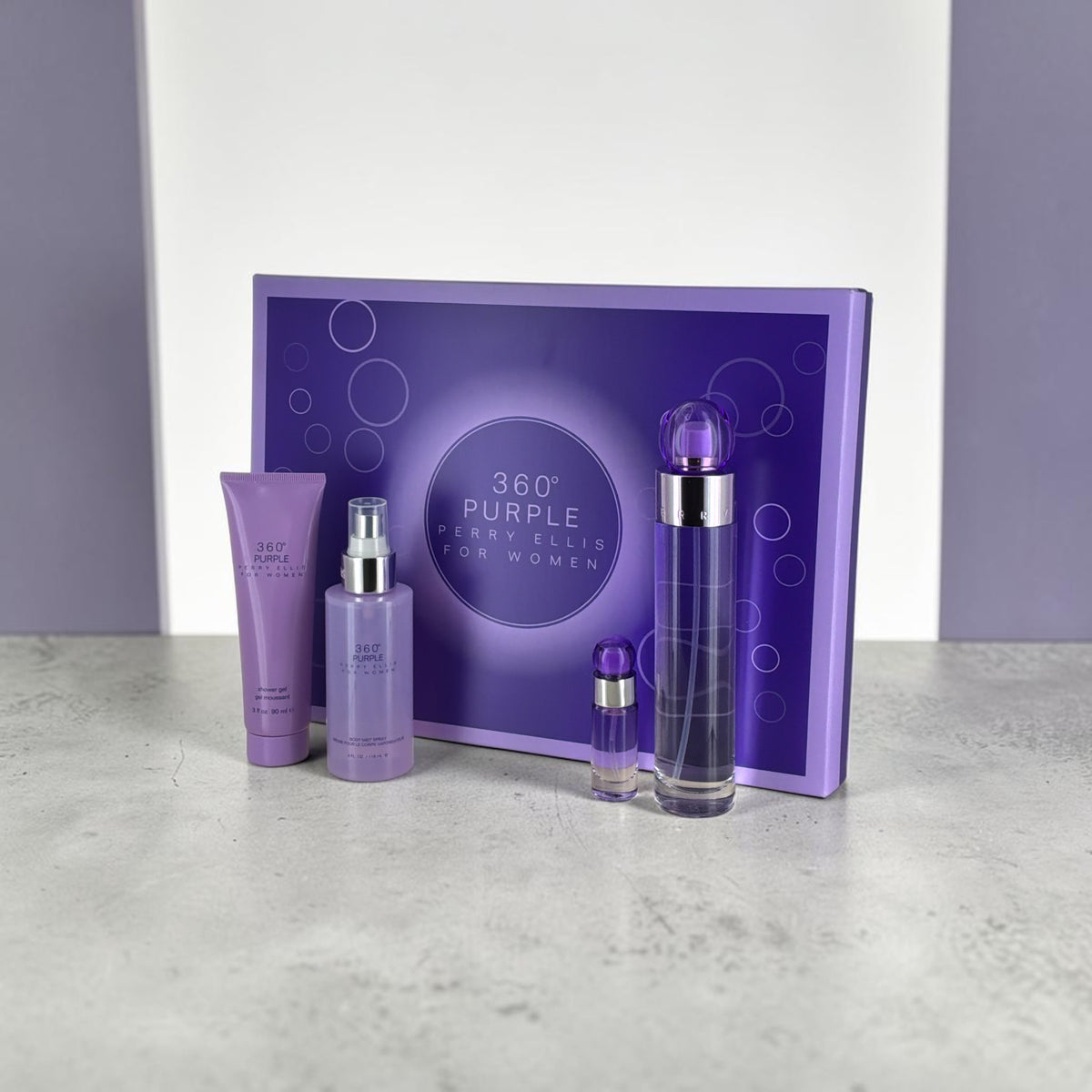 "360 Purple Perry Ellis perfume gift set, ready-to-give designer fragrance"
