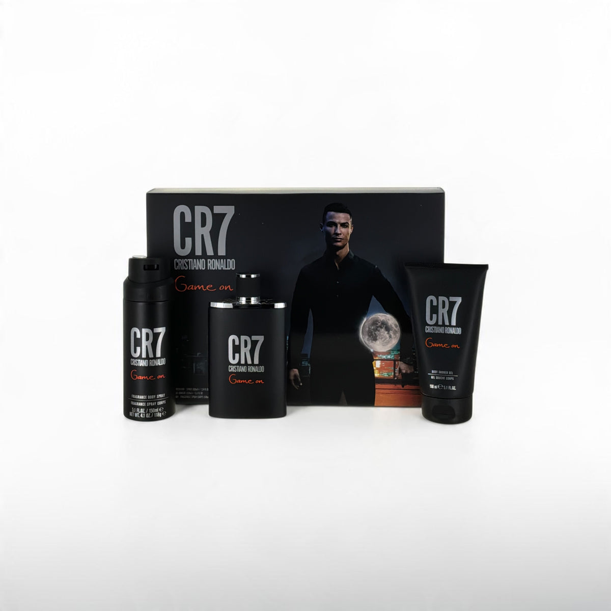 "Cristiano Ronaldo CR7 Game On 3.4 oz EDT spray bottle for men,, 3 pieces gift set"