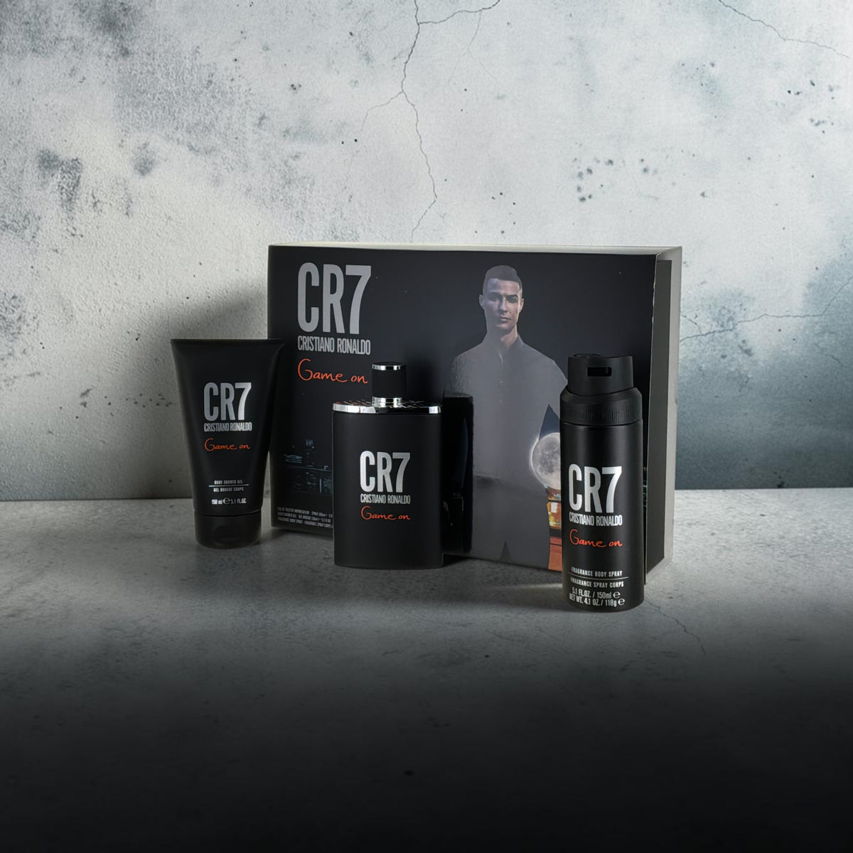 "CR7 Game On cologne gift set with eau de toilette and shower gel"