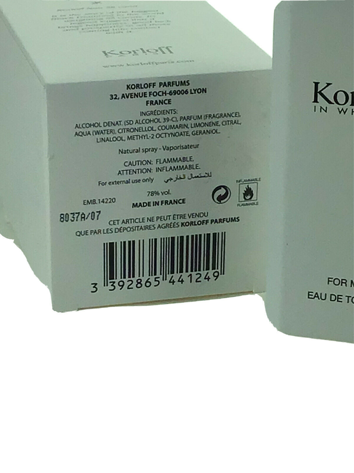 KORLOFF IN WHITE KORLOFF PARIS for Men - Internet Global Market